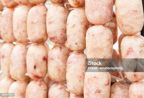 Thai Raw Pork Sausages Stock Photo - Download Image Now - Asian Culture, Backgrounds, Barbecue Grill