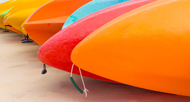 istock Many colorful kayaks orderly dock on the beach 510374749