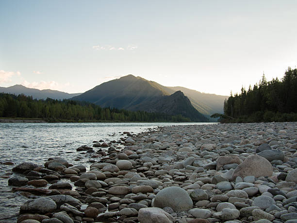 istock Mountain landscape with river and trees 510376341