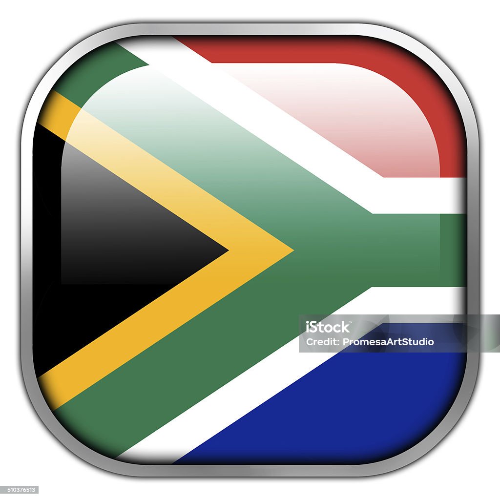 South Africa Flag square glossy button Africa stock illustration