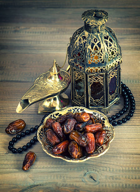 istock Dates, oriental lamp, lantern and rosary. arabic holidays concep 510377325
