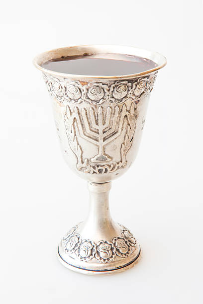 istock Silver Kiddush cup with the word Israel in Hebrew 510377405
