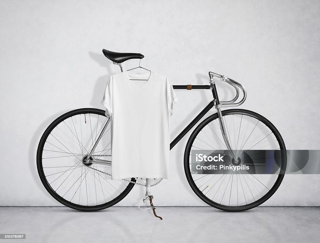 Vintage bicycle and blank t-shirt Backgrounds Stock Photo