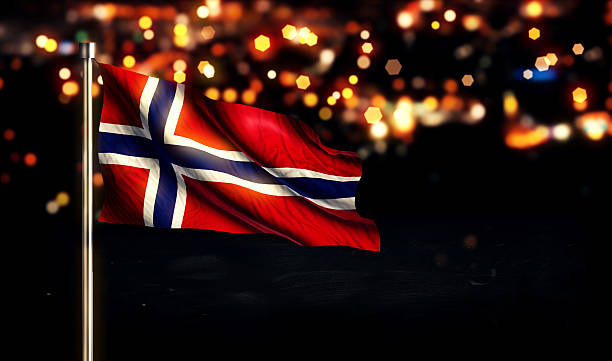 istock Norway Flag City Light Night Bokeh Background 3D 510378177