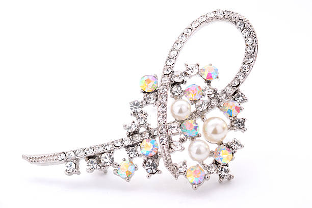 istock silver brooch with Brilliant on a white background 510382920