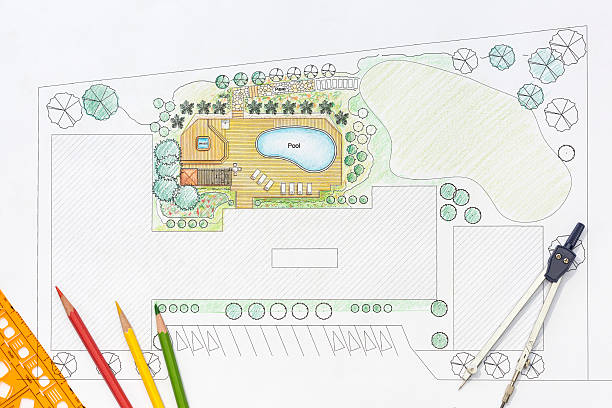 istock Landscape Architect Designs Pool For Luxury Villa. 510384050
