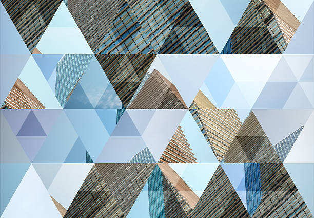 forme de triangle abstrait fond: architecture moderne à milan - architecture blue business carrying photos et images de collection