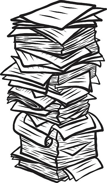 paper pile paper pile / cartoon vector and illustration, black and white, hand drawn, sketch style, isolated on white background. newspaper pile stock illustrations