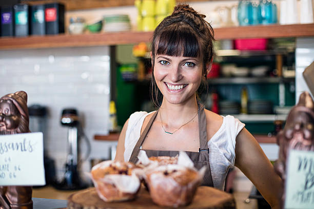 istock Proud coffee shop owner 510386416