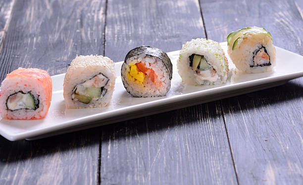 istock Sushi rolls on a platter 510388156