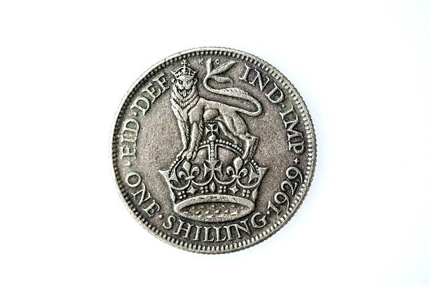 george v scellino argento - one pence coin coin british coin uk foto e immagini stock