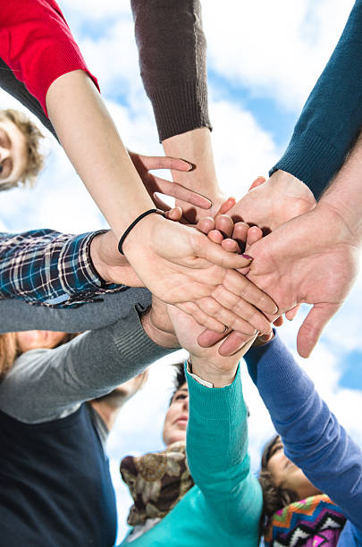 istock Stack of hands of volunteer 510389268