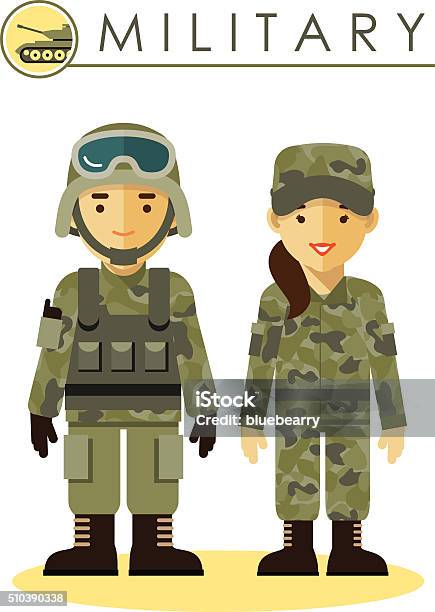 Ilustración de Soldado Hombre Y Mujer Con Uniforme Militar y más Vectores  Libres de Derechos de Uniforme - Uniforme, Camuflaje, Ejército - iStock