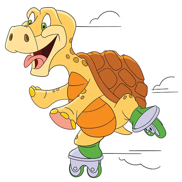 Vector illustration of cute cartoon turtle