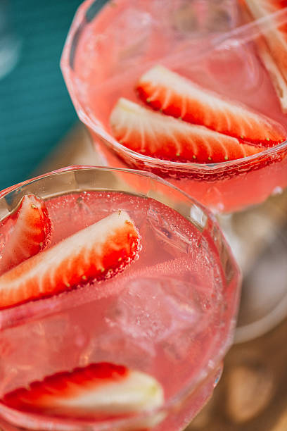 istock Pink summer cocktail drink with strawberries 510391650