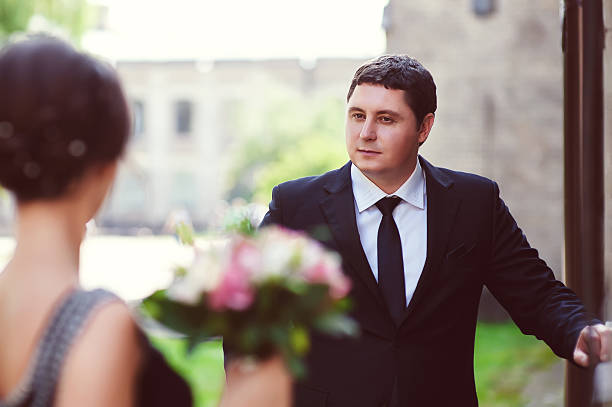 istock groom looking at the bride. Toned image 510391669