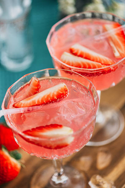 istock Pink summer cocktail drink with strawberries 510391804
