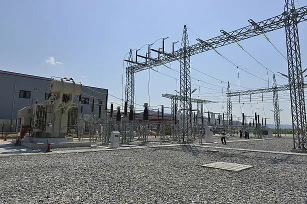 Photo of Electricity relay station with high-voltage insulator, Turkey