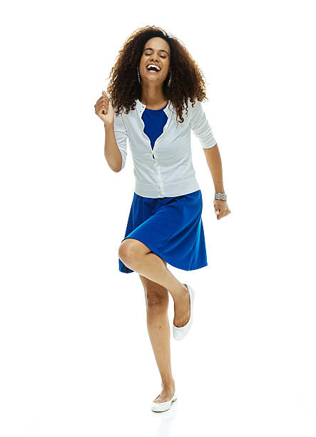 istock Happy woman standing on one leg 510392049