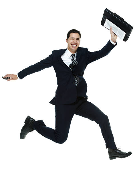 istock Cheerful businessman jumping & cheering 510392833