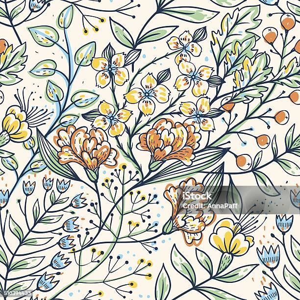 Vector Floral Seamless Pattern Stock Illustration - Download Image Now - Backgrounds, Beauty In Nature, Botany