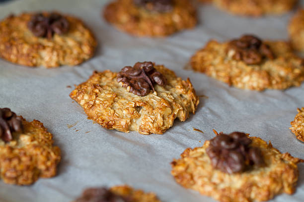 istock Baked oat cookies with a walnut 510395205