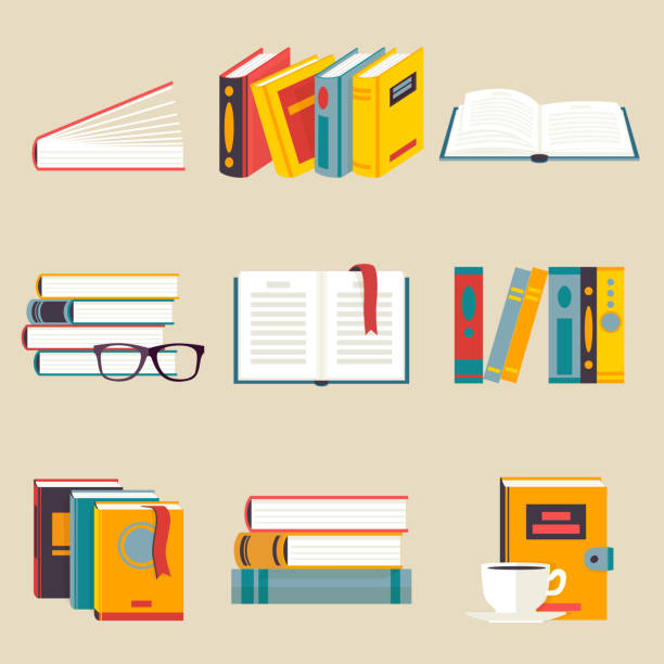 Set of books flat style Set of books. Simple and minimalist style. It can be used as an icon or design element textbook illustrations stock illustrations