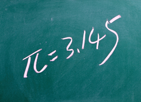 The mathematical sign or symbol for Pi on a blackboard