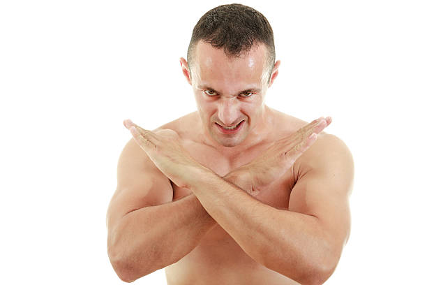 istock Serious fighter in combat stance ready to fight 510397279