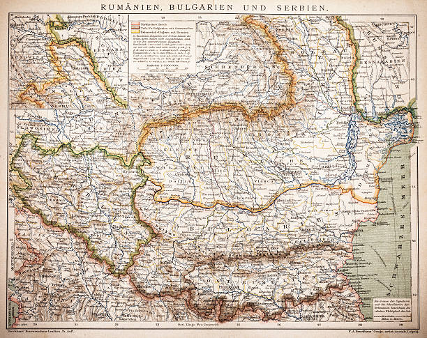 Balkan States Map of Rumania, Bulgaria, Serbia, Montenegro serbia and montenegro stock illustrations