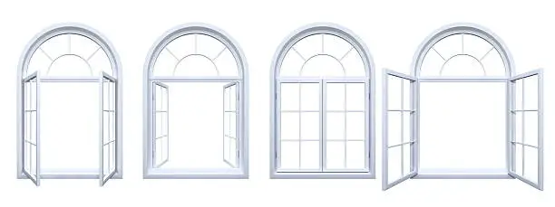 Photo of Collection of isolated white arched windows