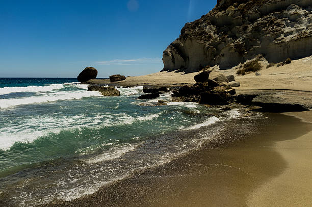Middle creek A beautiful beach in the south of spain. A scene from indiana jones anf the last crusade was recorded here. cabo de gata photos stock pictures, royalty-free photos & images