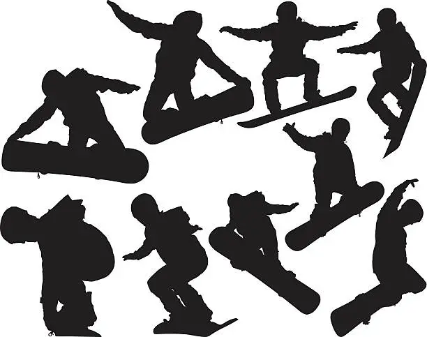 Vector illustration of Snowboarder snowboarding