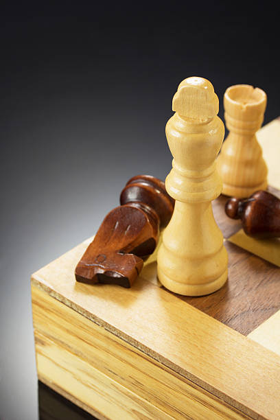 istock chess figures and board at black 510398860