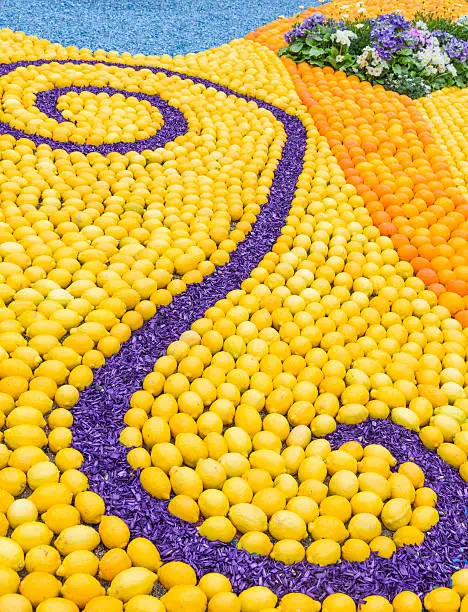 Many oranges and lemons during the festival of Menton, France