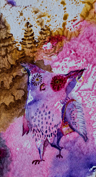 istock Picture of a purple owl walking through the forest 510402716