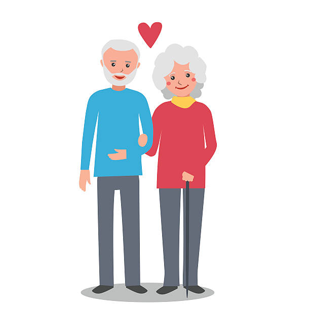 ilustraciones, imágenes clip art, dibujos animados e iconos de stock de los padres - senior couple isolated white background standing
