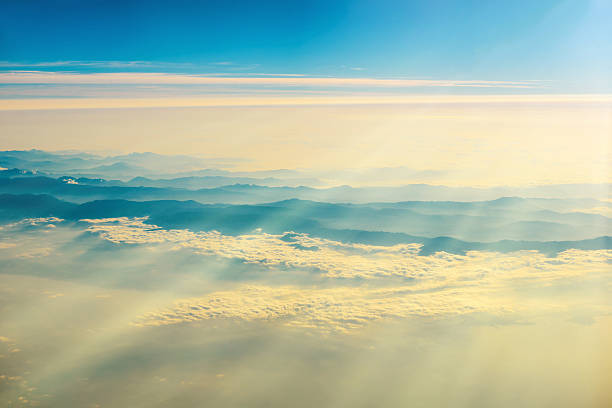 istock View from a plane to sunset on the sky 510405222