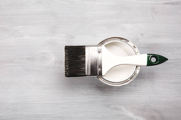 istock Paint brush on the can. Top view 510409068