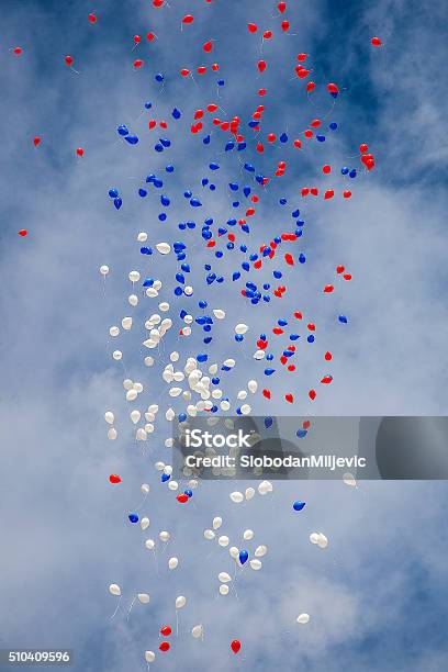 Balloons In The Sky Stock Photo - Download Image Now - 'at' Symbol, Backgrounds, Balloon