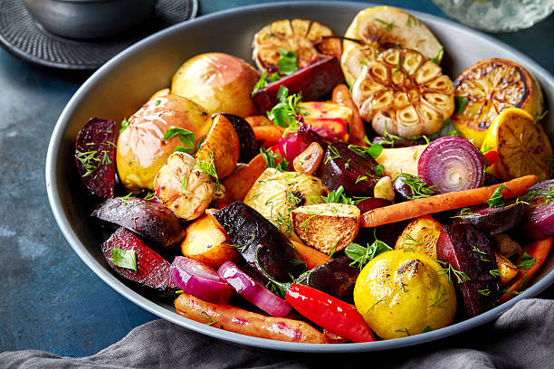 istock Various roasted fruits and vegetables 510409974