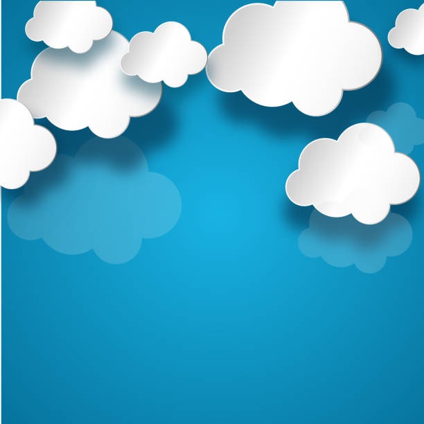 ilustrações de stock, clip art, desenhos animados e ícones de nuvem branca em fundo azul - meteo