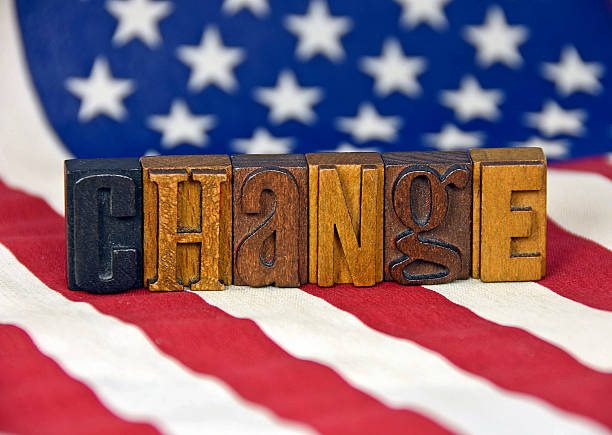 istock change-vintage letterpress type on American flag 510411190