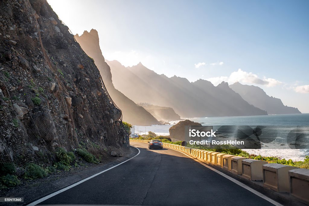 Coastline near Tagana village on Tenerife island Beautiful landscape view on the road and rocky coastline near Taganana village in northeastern part of Tenerife island, Spain Tenerife Stock Photo