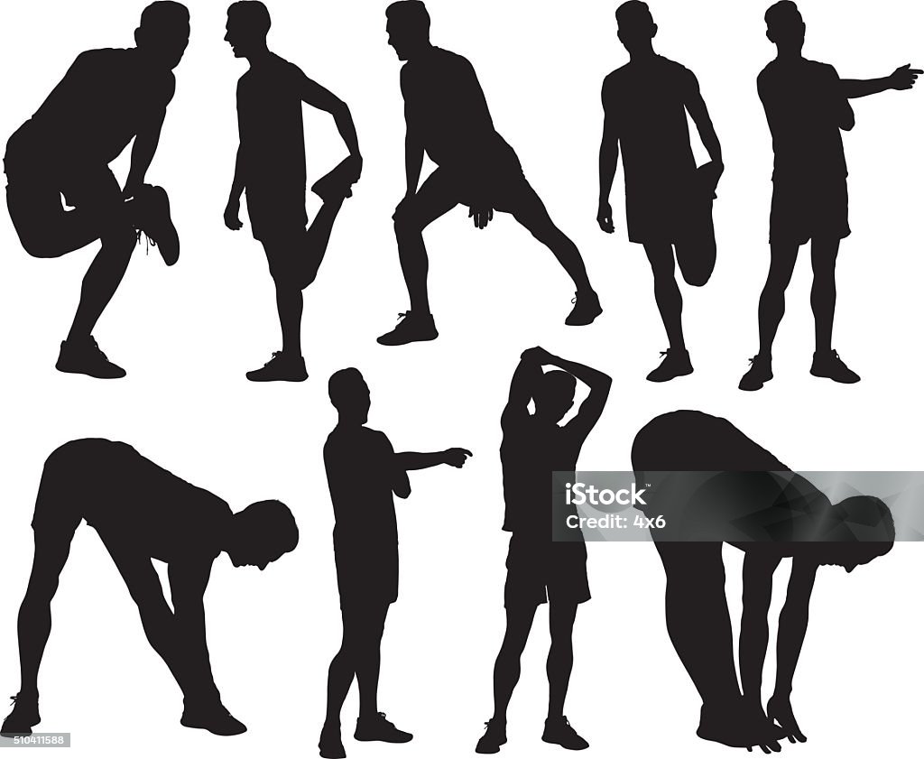 Male athlete exercising Male athlete exercisinghttp://www.twodozendesign.info/i/1.png Stretching stock vector
