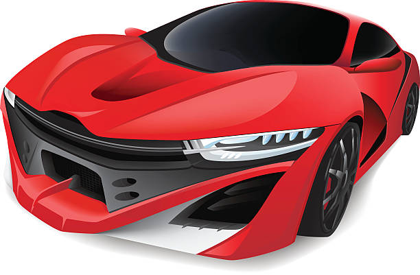 Red Sports Car EPS 10 vector sports car built with vector mesh gradients and no transparency. audi stock illustrations