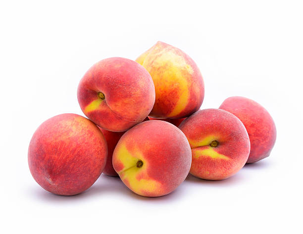 istock Ripe peach fruit isolated on white background 510412169