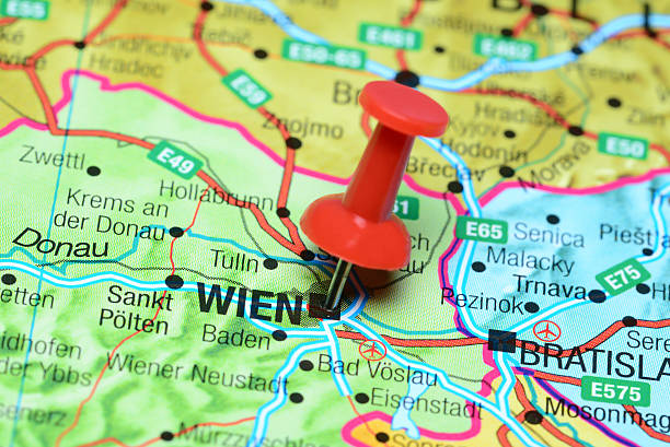 istock Vienna pinned on a map of europe 510413911