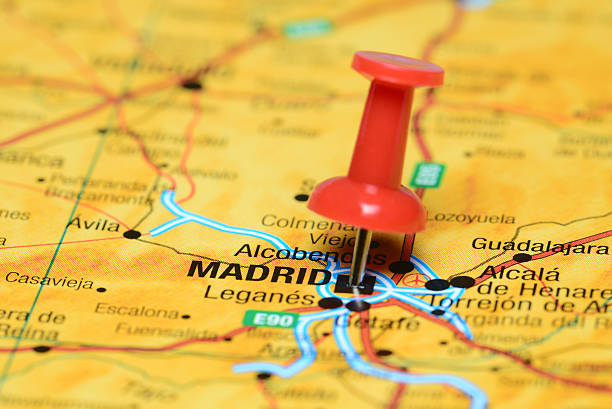 istock Madrid pinned on a map of europe 510413951