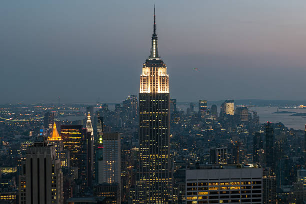 Evening view of Manhattan stock photo